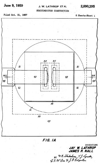 Lathrop和Nall关于半导体制造的专利，1959年